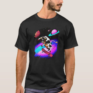 Camiseta Vaca Patinando en el Espacio Exterior Retro Vintag
