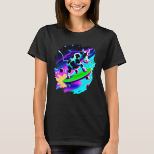 Camiseta Vaca patinando en el espacio exterior retro vintag