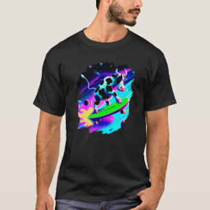Camiseta Vaca patinando en el espacio exterior retro vintag