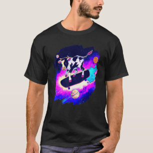 Camiseta Vaca Patinando en el Espacio Exterior Retro Vintag