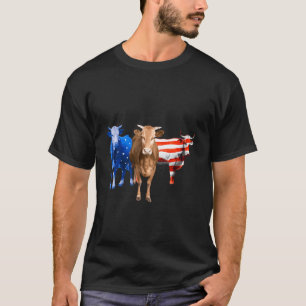 Camiseta Vaca Patriótica de la Bandera Americana del 4 de J