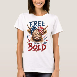 Camiseta Vaca Patriótica de las Tierras Altas Libre para Se
