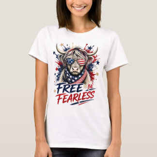 Camiseta Vaca Patriótica de las Tierras Altas Libre para Se
