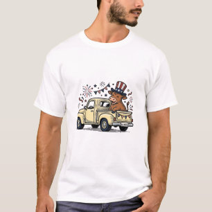 Camiseta Vaca Patriótica Diseño de Vector de Camión del 4 d