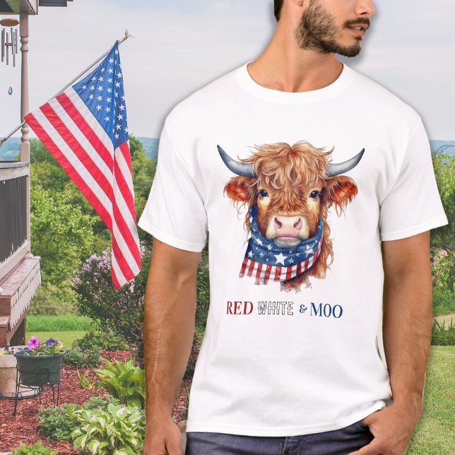 Camiseta Vaca Patriótica Montaña Blanca Roja 4 De Julio (Subido por el creador)