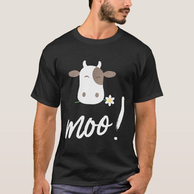 Camiseta Vaca Patrón Flor Granjero  Lindo (Anverso)
