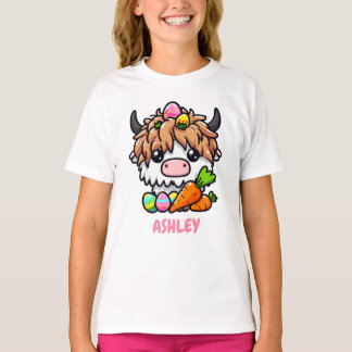 Camiseta Vaca personalizada de Pascua en Highland con huevo