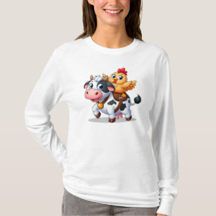 Camiseta vaca/pollo personalizado lindo