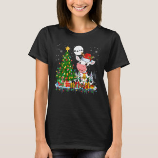 Camiseta Vaca Reno Santa Arbol Navidad Luz Granjero Fam