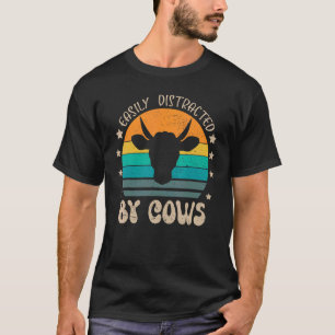 Camiseta Vaca Retro Agrícola Fácilmente Distrada Por Vacas