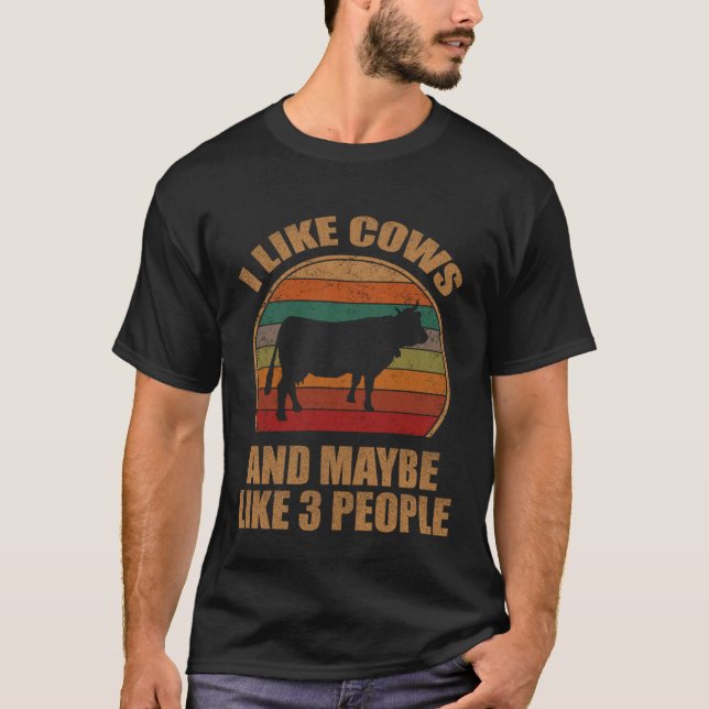 Camiseta Vaca Retro Granjero Me Gusta Las Vacas Y Quizá 3 P (Anverso)