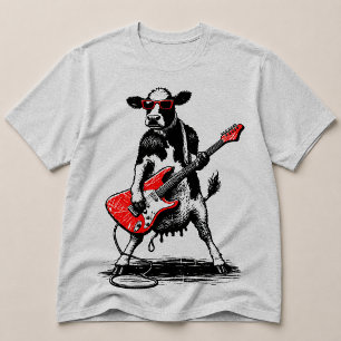 Camiseta Vaca Rockstar Genial Tocando Guitarra Eléctrica Ro