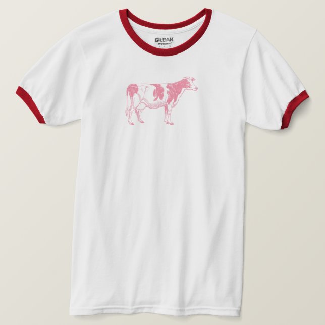 Camiseta Vaca rosa (Anverso del diseño)