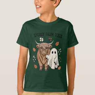 Camiseta Vaca rústica de Highland y arte fantasma de Hallow