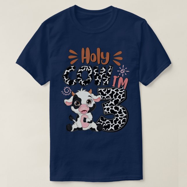 Camiseta Vaca santa Soy 3 Años Niño 3.ª Granja de animales  (Diseño del anverso)