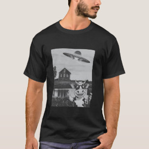 Camiseta Vaca Selfie Nave Alienígena Granja Confundida Toma