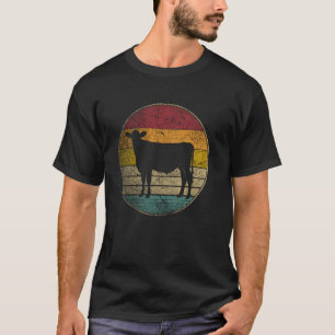 Camiseta Vaca - Silueta Retro Distorsionada Vintage 60s 70s