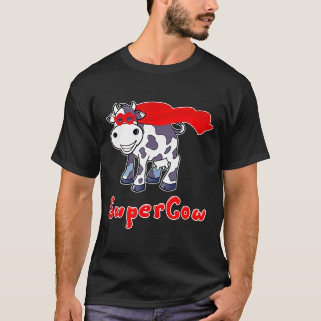 Camiseta Vaca Superheroína De Supervaca Para Hombres Mujere (Anverso)