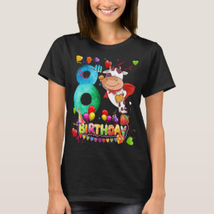 Camiseta Vaca Tengo 8 años Chicas Fiesta de Vaca de Cumplea