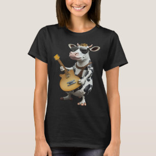 Camiseta Vaca tocando guitarra eléctrica Animal Vaca Guit