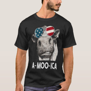 Camiseta Vaca Un Moo Ica Novilla Bandera Americana 4 de Jul