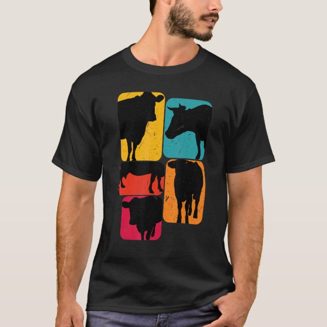 Camiseta Vaca vacas Diseño Retro (Anverso)