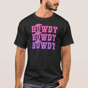Camiseta Vaca Vaquera Rosa Howdy Distressed Western País Ba