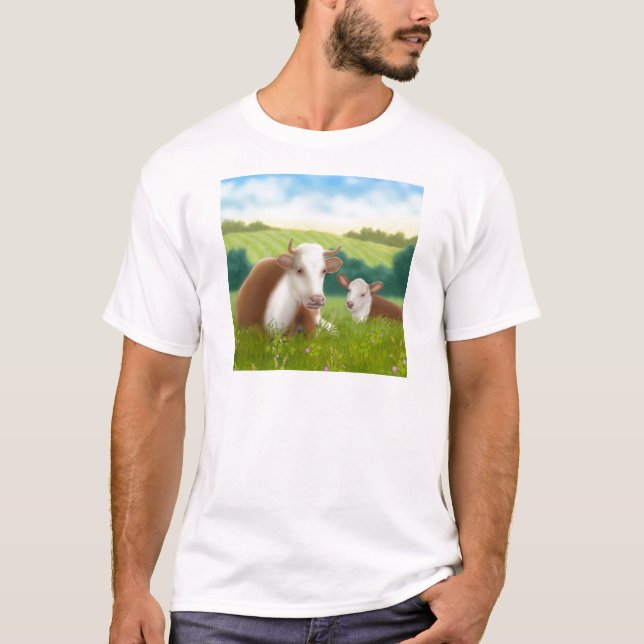Camiseta Vaca y becerro de Hereford (Anverso)