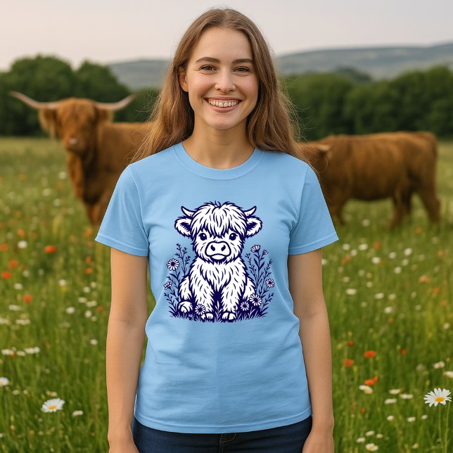 Camiseta Vaca y flores silvestres de Escocia (Subido por el creador)