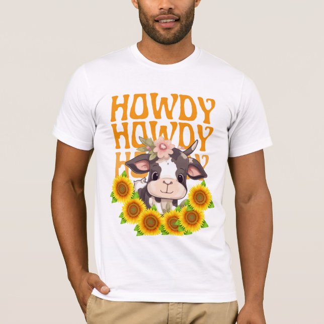 Camiseta Vaca y girasoles de la región montañosa de Howdy (Anverso)