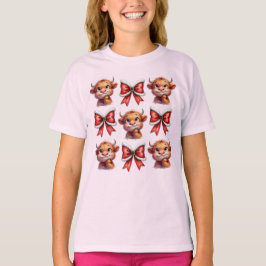 Camiseta Vaca y Navidades de Highland Coquette Bow