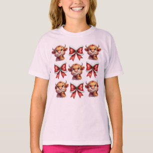 Camiseta Vaca y Navidades de Highland Coquette Bow
