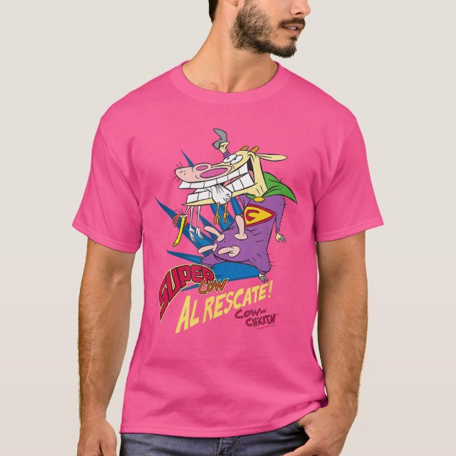 Camiseta Vaca y Pollo Super Vaca retro (Anverso)