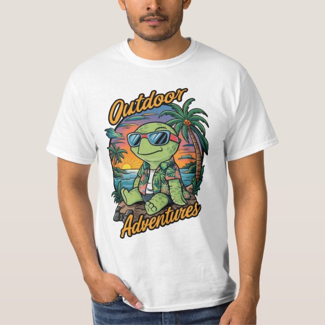 Camiseta Vacaciones, aventuras al aire libre, diseño (Anverso)