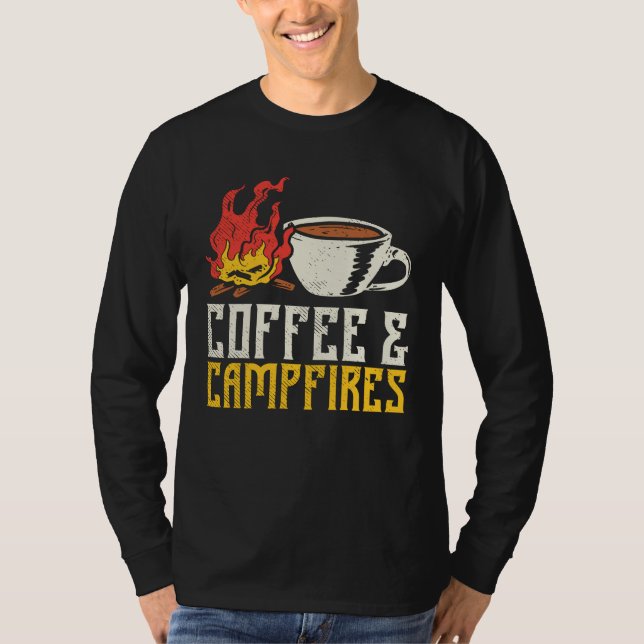 Camiseta Vacaciones de camping en familia de cafés y fogata (Anverso)