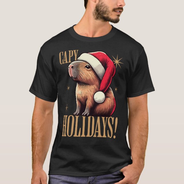 Camiseta Vacaciones de Capy - Capibara festivo con Santa Ha (Anverso)