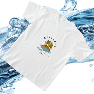 Camiseta Vacaciones de crucero azul tropical de puesta del