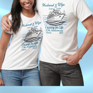Camiseta Vacaciones de crucero de aniversario de boda PERSO