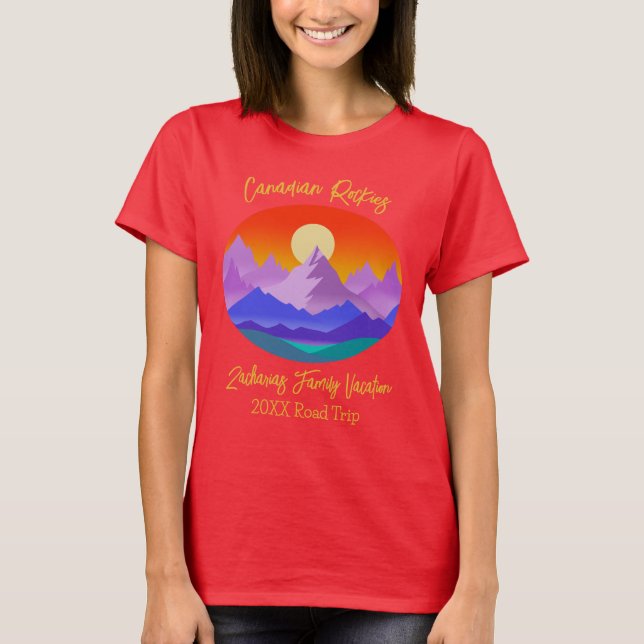 Camiseta Vacaciones de la familia canadiense Rockies Sunset (Anverso)