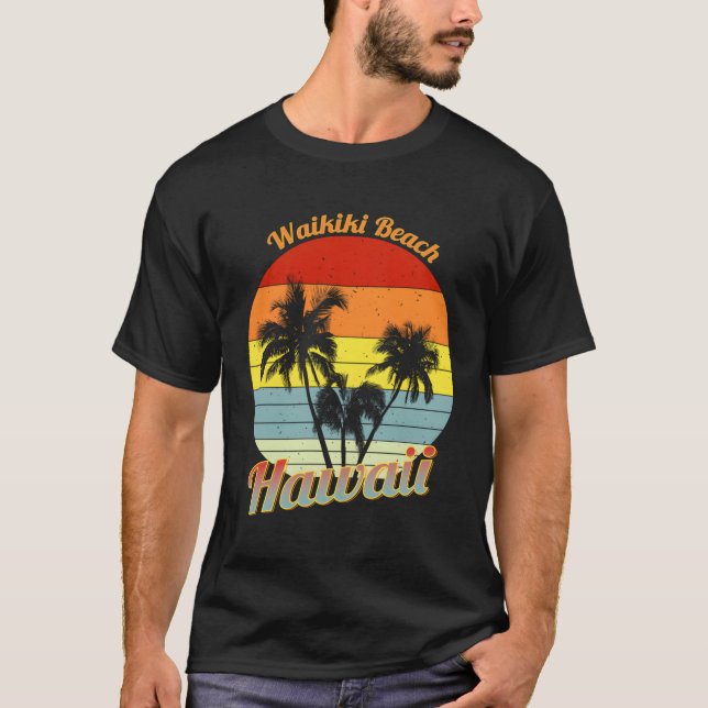 Camiseta Vacaciones de palmeras tropicales de Waikiki Beach (Anverso)