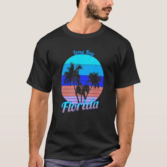 Camiseta Vacaciones de palmeras tropicales retro de la Flor (Anverso)