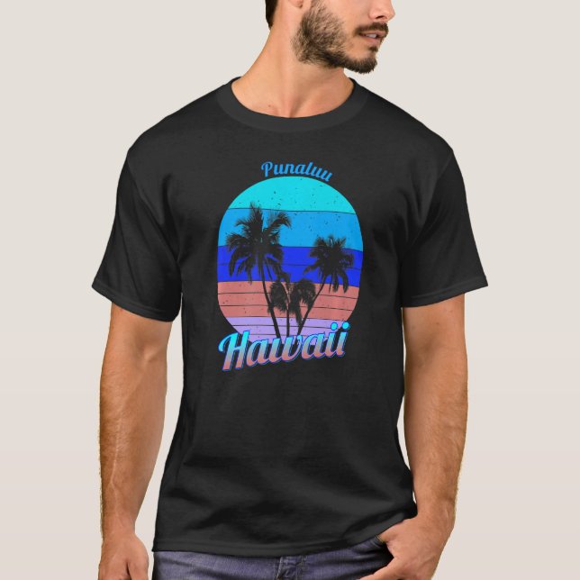 Camiseta Vacaciones de palmeras tropicales retro de Punaluu (Anverso)