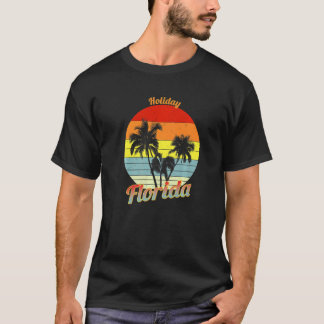 Camiseta Vacaciones de palmeras tropicales retro en Florida