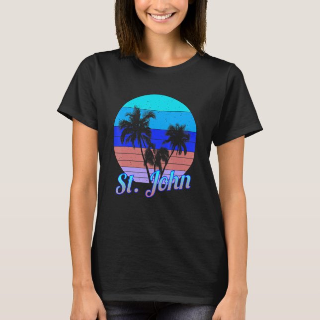Camiseta Vacaciones de palmeras tropicales St John Retro (Anverso)