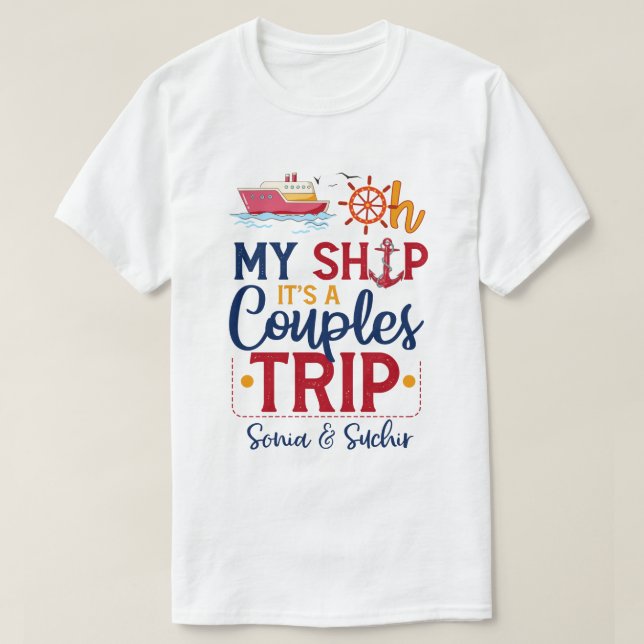 Camiseta Vacaciones de parejas de cruceros (Diseño del anverso)