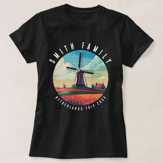 Camiseta Vacaciones de Tulipanes de Viaje de Viaje de Paíse (Diseño del anverso)