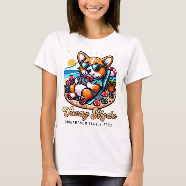 Camiseta Vacaciones de verano de Corgi divertidas de crucer (Anverso)