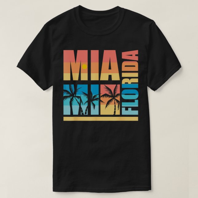 Camiseta Vacaciones de verano de retro palmeras FL Miami Tr (Diseño del anverso)