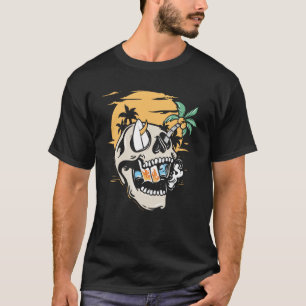 Camiseta Vacaciones de verano de Tattoo de cráneo de cóctel