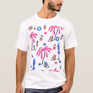 Camiseta Vacaciones de verano: Patrón de piñas de palmeras